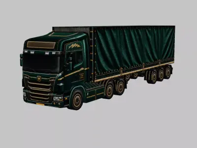 Cargo Semi Truck 3D Model 07 Low-poly 3D model