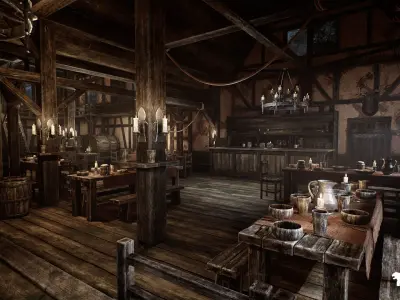 Medieval Tavern Low-poly 3D model