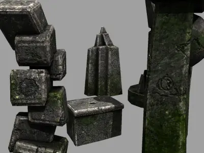 Ancient Alien Monolith Set Free low-poly 3D model