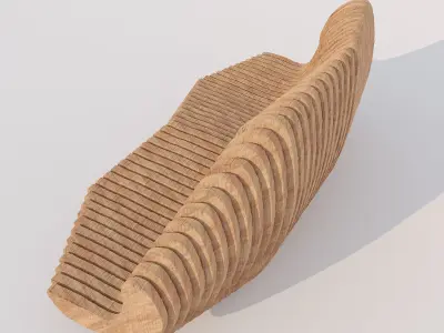 Modern wooden bench Free low-poly 3D model