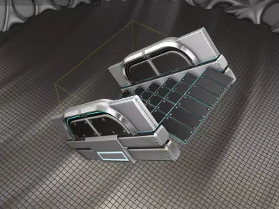 Sci-Fi Stairs - 23 - Silver Blue Neon Light Version  Low-poly 3D model