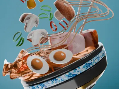 Ramen VR  AR  low-poly 3d model Low-poly 3D model