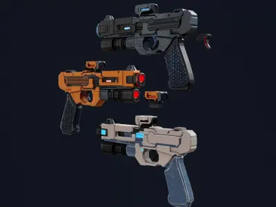Sci-Fi Blaster Pistol Low-poly 3D model purchase