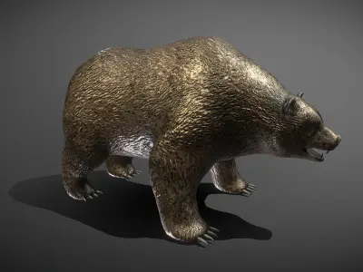 Bear Bronze Statue Low-poly 3D model