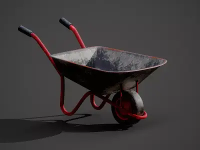 Old Metal Wheelbarrow Free low-poly 3D model