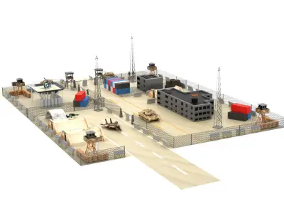 Japan Military Base Low-poly 3D model