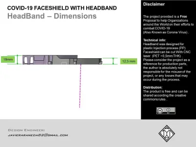 COVID-19 FACESHIELD with HEADBAND For PRODUCTION - FREE MODEL Free 3D print model