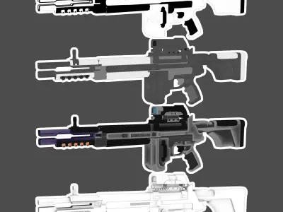 Sci-Fi LMG Low-poly 3D model