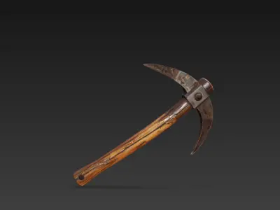 Pickaxe wooden axe 3D model