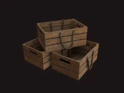 Wooden fruit box Free low-poly 3D model