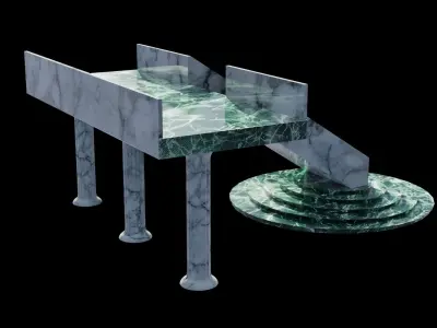 Staircase 3D model table with marble on top Low-poly 3D model