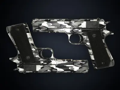 PBR Colt M1911 with Bonus Camo Textures for FPS  Low-poly 3D model