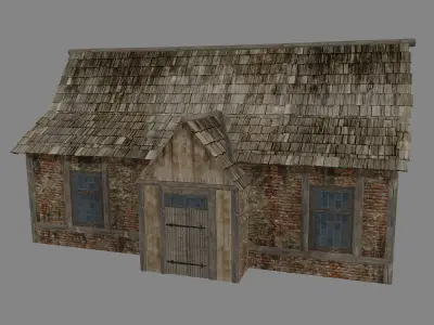 Medieval House low poly 3d model Low-poly 3D model