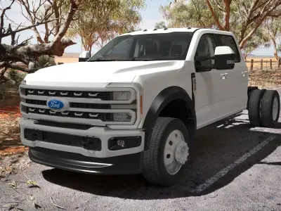 Ford Super Duty F-550 2023 Bare Chassis White Rigged 3D model