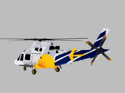 Agusta Westland AW109 Rigged Luxury Military Helicopter  3D model