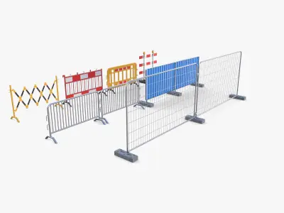 Construction site barrier pack V1 Low-poly 3D model