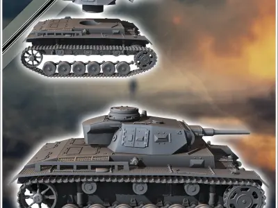 Panzer III Ausf J early - miniatures tabletop scenery 3D print model