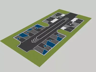 Modern Outdoor Parking Lot with Road Markings 3D model