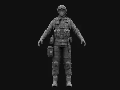 Chinese Soldier Special Forces Military Low-poly 3D model