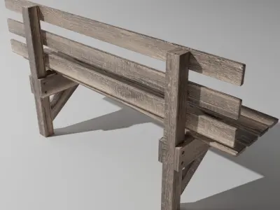 Wooden Bench Free 3D model buy