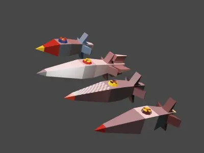 Nuke missile brothers for all lowpoly Free low-poly 3D model