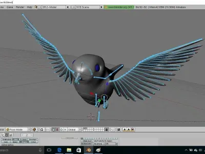 blue tit animated 3D model
