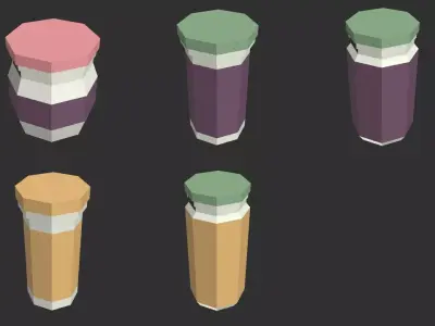 Low Poly Food Packaging Complete stylized Collection Low-poly 3D model