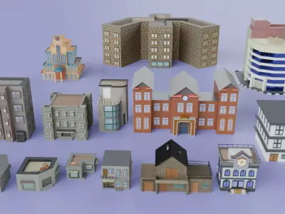 Modern City Pack - Urban Environment - Modular Buildings 3D model