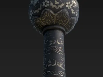 Mongolian Iron Mace Low-poly 3D model