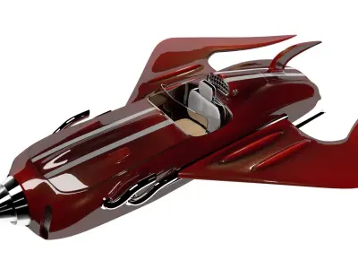 Rocket toy jet plane in maroon 3D model