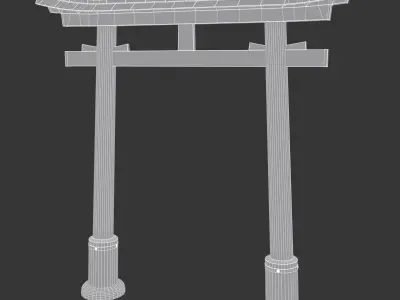 Japanese Torii Gate Low-poly 3D model