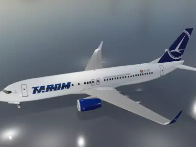 Tarom Boeing 737-800 low poly 3D Model with cockpit Low-poly 3D model