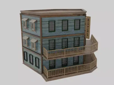Wild West - Hotel Low-poly 3D model