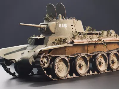 BT-7 - WW2 Soviet Light Tank Low-poly 3D model