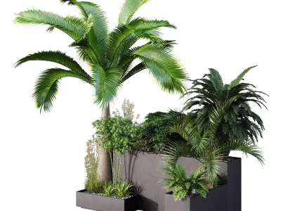 HQ Tree and bush garden box outdoor VOL 09 Free 3D model