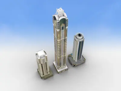 Modern Building pack 4 Low-poly 3D model