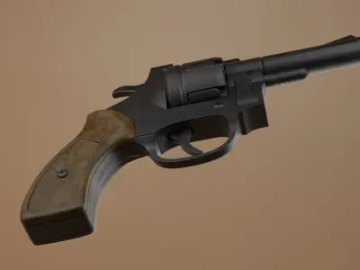 Old antique revolver 3D model