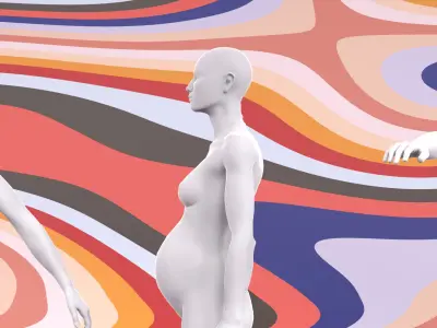 8 months pregnant fashion mannequin fitting set 3D model