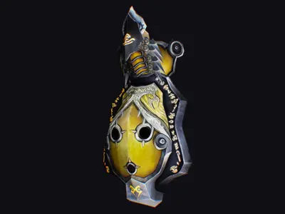 Shield Massive Great Large Heavy Armor Protection Golden Low-poly 3D model