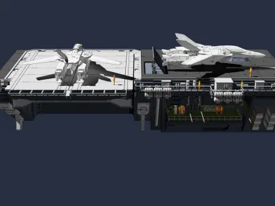 Set4 - Macross SDF1 Prometheus Hangar elevator-right Flight Deck 3D print model