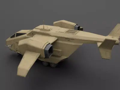 Drop Ship Sci-fi Aircraft Low-poly 3D model