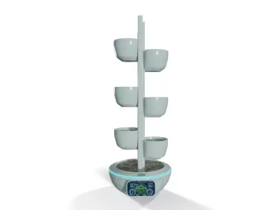 Sci-Fi Plant Pot Floor Planter - Low-Poly PBR Game Ready Low-poly 3D model