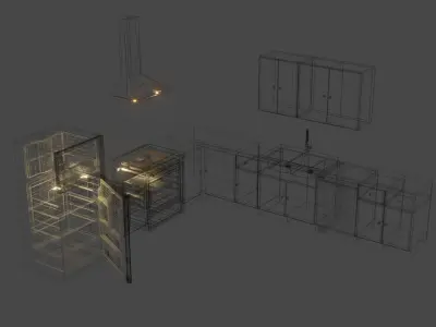 Simple Apartment Kitchen Free low-poly 3D model