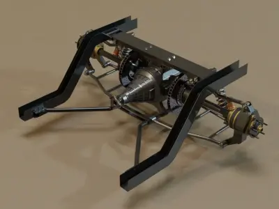 Racing Rear car truck suspension Low-poly 3D model