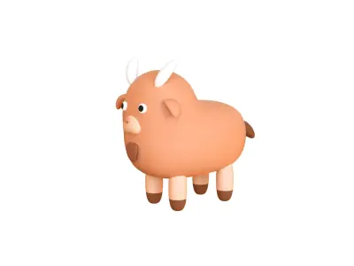 Low-Poly Goat Animated - Fun World Animal  Low-poly 3D model