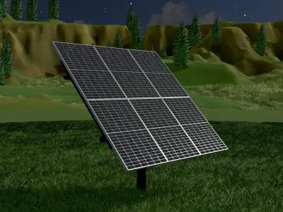 Agricultural photovoltaic solar-power-system with animation 4m Low-poly 3D model