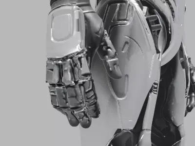 Silver SciFi Combat Robot 3D model