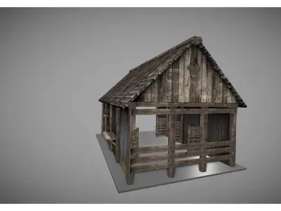 low poly medieval house 2 Low-poly 3D model