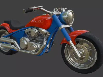 Cartoon Motorcycle 3D Model 3D model 6