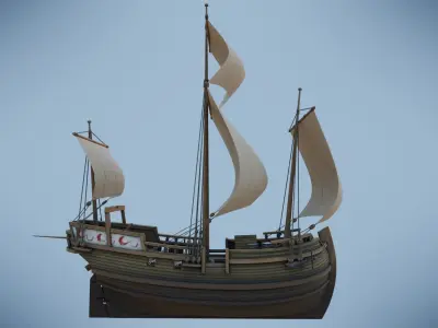 Herring Buss Ship Low-poly 3D model